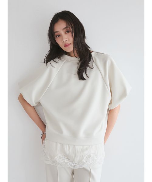 Mila Owen(ミラオーウェン)の「シルキータッチレースレイヤードトップス(Tシャツ/カットソー・レディース・イエロー/ブラック/グレー/アイボリー・F)」の20枚目の写真