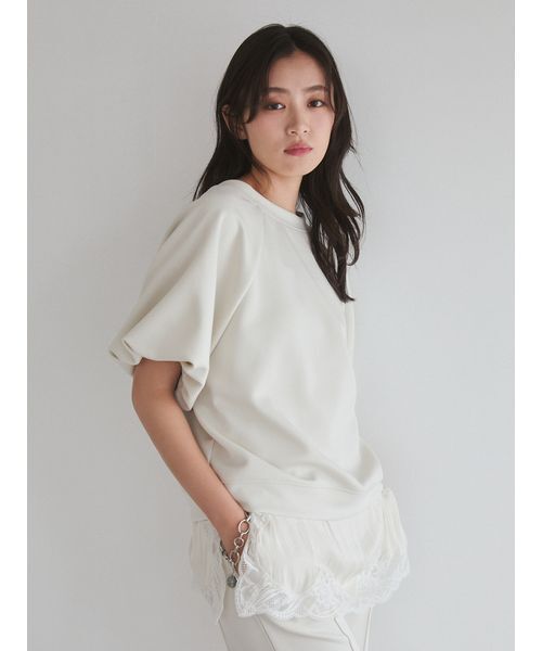 Mila Owen(ミラオーウェン)の「シルキータッチレースレイヤードトップス(Tシャツ/カットソー・レディース・イエロー/ブラック/グレー/アイボリー・F)」の21枚目の写真