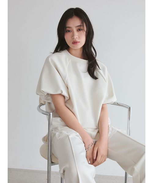 Mila Owen(ミラオーウェン)の「シルキータッチレースレイヤードトップス(Tシャツ/カットソー・レディース・イエロー/ブラック/グレー/アイボリー・F)」の22枚目の写真