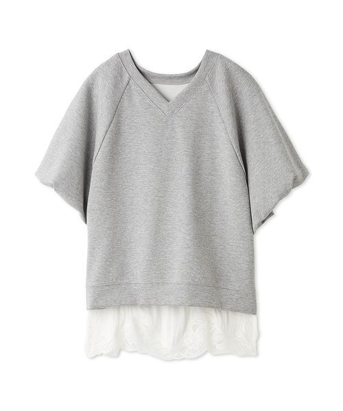 Mila Owen(ミラオーウェン)の「シルキータッチレースレイヤードトップス(Tシャツ/カットソー・レディース・イエロー/ブラック/グレー/アイボリー・F)」の16枚目の写真