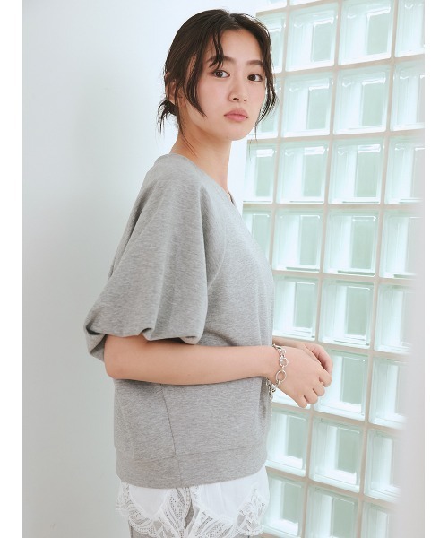 Mila Owen(ミラオーウェン)の「シルキータッチレースレイヤードトップス(Tシャツ/カットソー・レディース・イエロー/ブラック/グレー/アイボリー・F)」の7枚目の写真