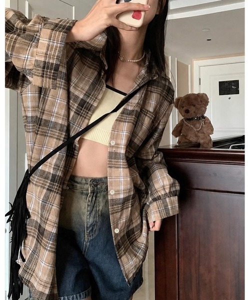 inst.ALL(インストール)の「チェックシャツ(シャツ/ブラウス・レディース・ネイビー/ライトグリーン/ベージュ/ピンク・M)」の11枚目の写真