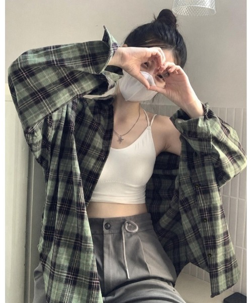inst.ALL(インストール)の「チェックシャツ(シャツ/ブラウス・レディース・ネイビー/ライトグリーン/ベージュ/ピンク・M)」の22枚目の写真