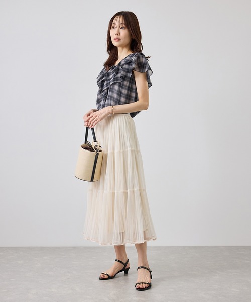 ROPE' PICNIC(ロペピクニック)の「チュールプリーツティアードスカート(スカート・レディース・チャコールグレー/オフホワイト・FREE)」の15枚目の写真