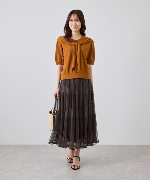 ROPE' PICNIC(ロペピクニック)の「チュールプリーツティアードスカート(スカート・レディース・チャコールグレー/オフホワイト・FREE)」の4枚目の写真
