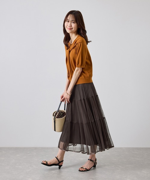 ROPE' PICNIC(ロペピクニック)の「チュールプリーツティアードスカート(スカート・レディース・チャコールグレー/オフホワイト・FREE)」の5枚目の写真