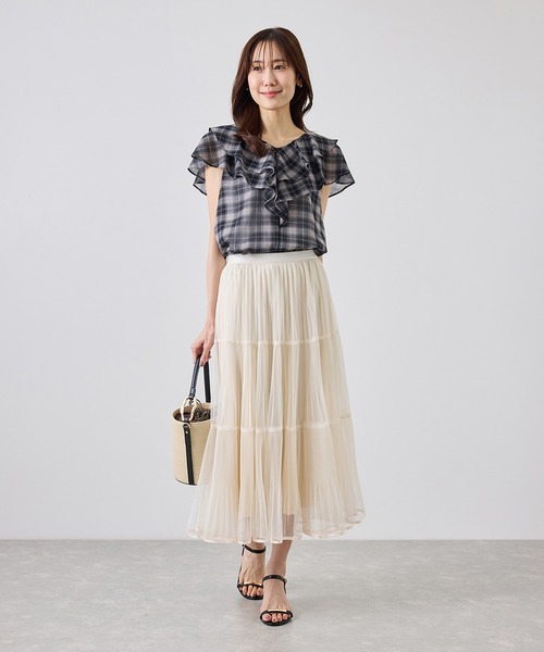 ROPE' PICNIC(ロペピクニック)の「チュールプリーツティアードスカート(スカート・レディース・チャコールグレー/オフホワイト・FREE)」の17枚目の写真