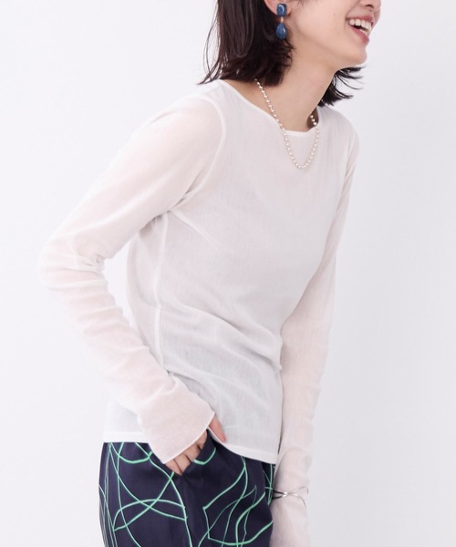 MICA&DEAL(マイカ&ディール)の「コットンチュールロングスリーブTシャツ(Tシャツ/カットソー・レディース・ブラック/オフホワイト・FREE)」の10枚目の写真