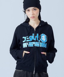 FACE AND LOGO COMPACT ZIP UP SWEAT HOODIE