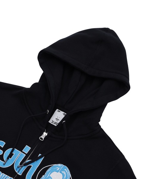 X-girl(エックスガール)の「FACE AND LOGO COMPACT ZIP UP SWEAT HOODIE(パーカー・レディース・アッシュ/ブラック・S/M)」の14枚目の写真