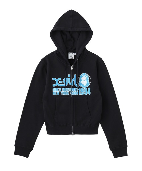 X-girl(エックスガール)の「FACE AND LOGO COMPACT ZIP UP SWEAT HOODIE(パーカー・レディース・アッシュ/ブラック・S/M)」の22枚目の写真