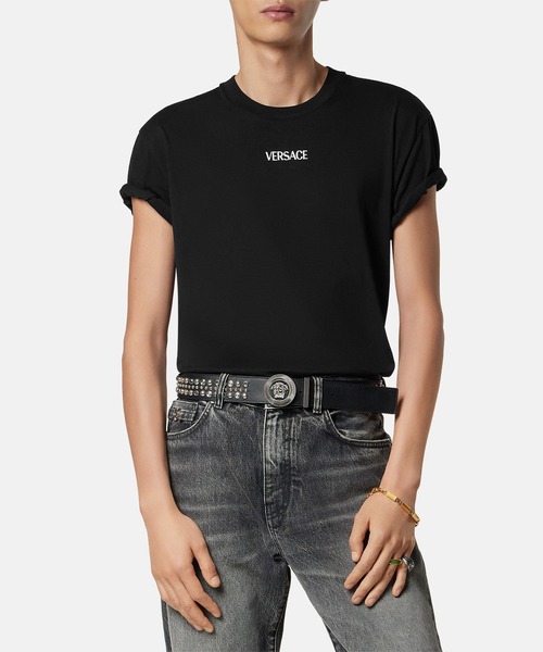 VERSACE(ヴェルサーチ)の「刺繍入り コットンジャージー スリム Tシャツ(Tシャツ/カットソー・メンズ・ホワイト/ブラック・M/L)」の9枚目の写真