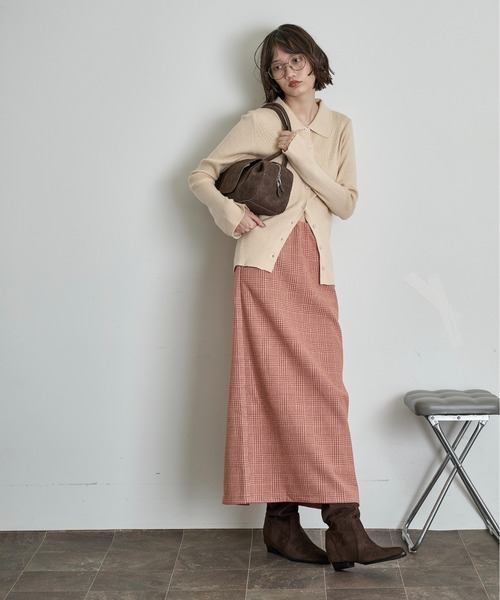 THE YOn(ザヨン)の「リブニットポロカーディガン(カーディガン/ボレロ・レディース・グレー/ブラック/プラム/クリーム・FREE)」の15枚目の写真