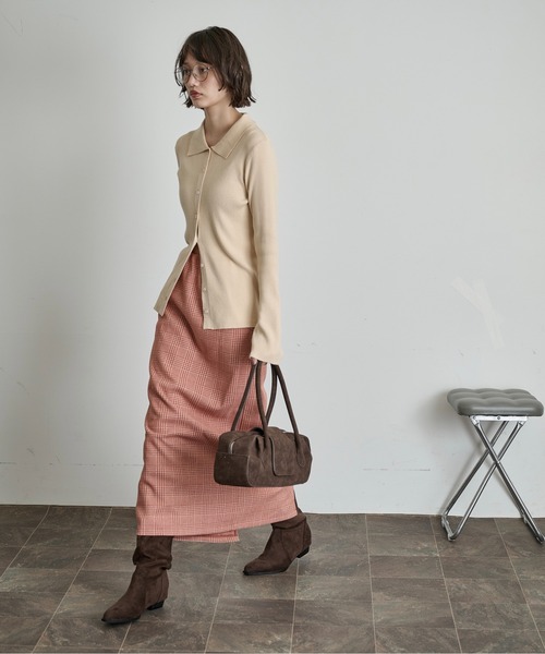 THE YOn(ザヨン)の「リブニットポロカーディガン(カーディガン/ボレロ・レディース・グレー/ブラック/プラム/クリーム・FREE)」の18枚目の写真