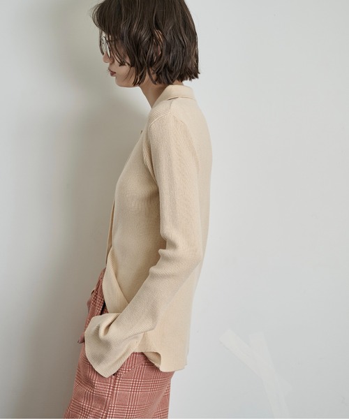 THE YOn(ザヨン)の「リブニットポロカーディガン(カーディガン/ボレロ・レディース・グレー/ブラック/プラム/クリーム・FREE)」の9枚目の写真