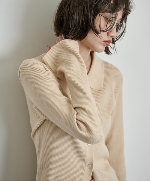 THE YOn(ザヨン)の「リブニットポロカーディガン(カーディガン/ボレロ・レディース・グレー/ブラック/プラム/クリーム・FREE)」の12枚目の写真