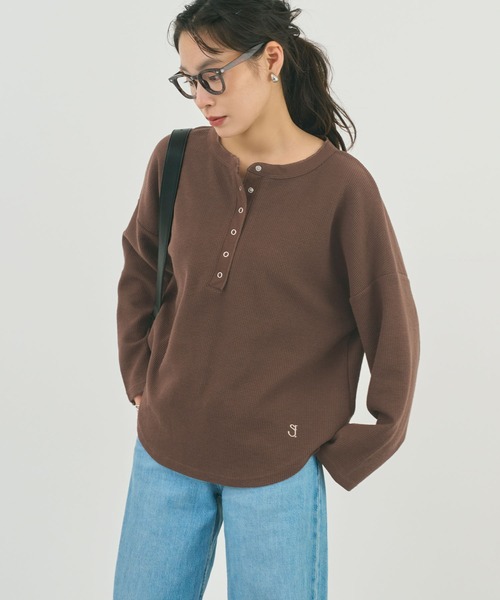 STELLA FISH（ステラフィッシュ）の「刺繍いりワッフルトップス（Tシャツ/カットソー・レディース・ブラウン/グレー・FREE）」の16枚目の写真