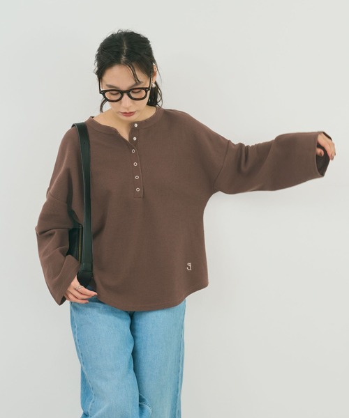 STELLA FISH（ステラフィッシュ）の「刺繍いりワッフルトップス（Tシャツ/カットソー・レディース・ブラウン/グレー・FREE）」の17枚目の写真