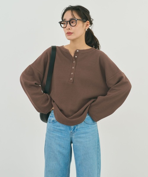 STELLA FISH（ステラフィッシュ）の「刺繍いりワッフルトップス（Tシャツ/カットソー・レディース・ブラウン/グレー・FREE）」の18枚目の写真