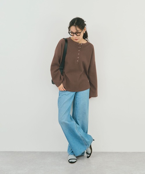 STELLA FISH（ステラフィッシュ）の「刺繍いりワッフルトップス（Tシャツ/カットソー・レディース・ブラウン/グレー・FREE）」の19枚目の写真
