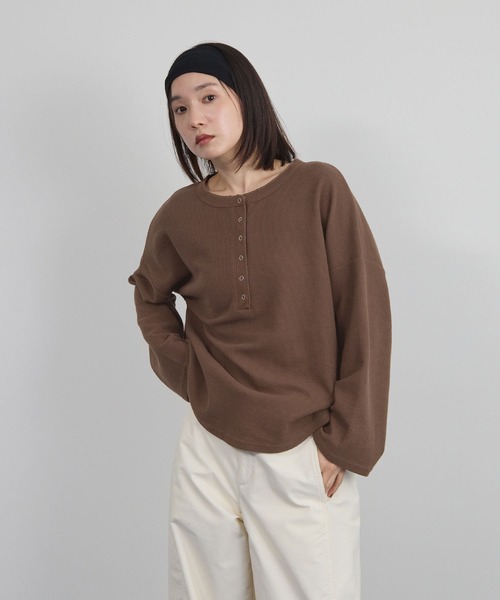 STELLA FISH（ステラフィッシュ）の「刺繍いりワッフルトップス（Tシャツ/カットソー・レディース・ブラウン/グレー・FREE）」の20枚目の写真