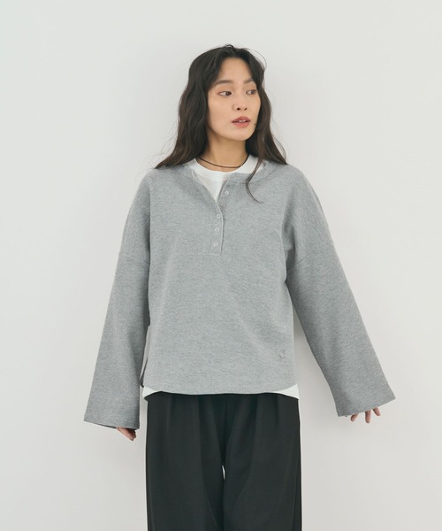STELLA FISH（ステラフィッシュ）の「刺繍いりワッフルトップス（Tシャツ/カットソー・レディース・ブラウン/グレー・FREE）」の5枚目の写真