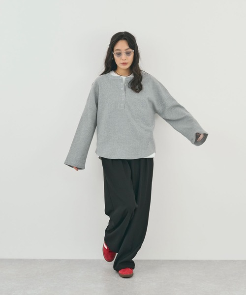 STELLA FISH（ステラフィッシュ）の「刺繍いりワッフルトップス（Tシャツ/カットソー・レディース・ブラウン/グレー・FREE）」の12枚目の写真