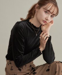 【上品な透け感・洗濯機可】シアーベロアトップス