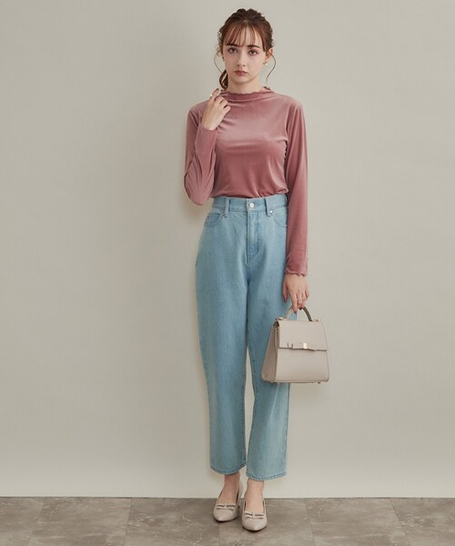 couture brooch（クチュールブローチ）の「【上品な透け感・洗濯機可】シアーベロアトップス（Tシャツ/カットソー・レディース・ピンク系/ブラック/ベージュ・38/40/36/42）」の16枚目の写真