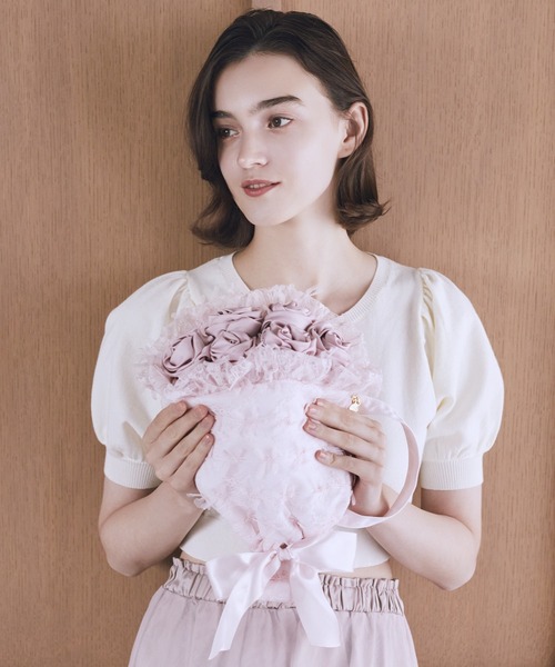 新品 Maison de FLEUR フラワーブーケポーチ ピンク　花束バッグ フラワーブーケポーチ（ポーチ）｜Maison de FLEUR（メゾンドフルール