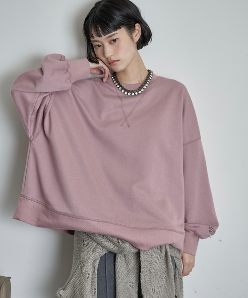 THE YOn(ザヨン)の「ロゴ刺繍ビッグスウェット(スウェット・レディース・グレー/ピンク/チャコールグレー・FREE)」の3枚目の写真