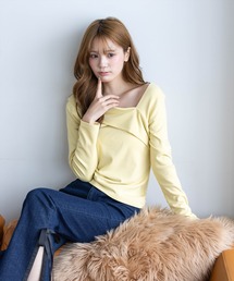 clear | クロスリブ長袖裏起毛カットソー［骨格ウェーブ／きれいめカジュアル／大人フェミニン］(Tシャツ/カットソー)
