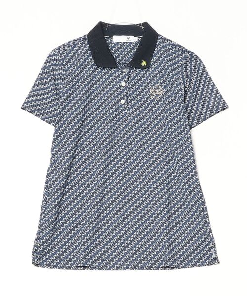 le coq sportif GOLF（ルコックスポルティフゴルフ）の「ルコックゴルフ　総柄半袖シャツ（ポロシャツ・レディース・ライトイエロー/ネイビー/サックスブルー/レッド・XXL/S/M/XL/L）」の2枚目の写真