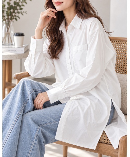 FAZVY(ファズビー)の「ゆったり着こなす 洗練ロングシルエットシャツ(シャツ/ブラウス・レディース・ブラック/ホワイト・L/M)」の21枚目の写真