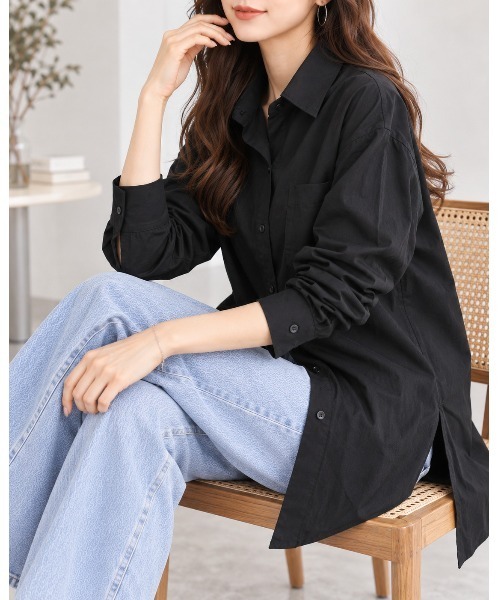FAZVY(ファズビー)の「ゆったり着こなす 洗練ロングシルエットシャツ(シャツ/ブラウス・レディース・ブラック/ホワイト・L/M)」の7枚目の写真