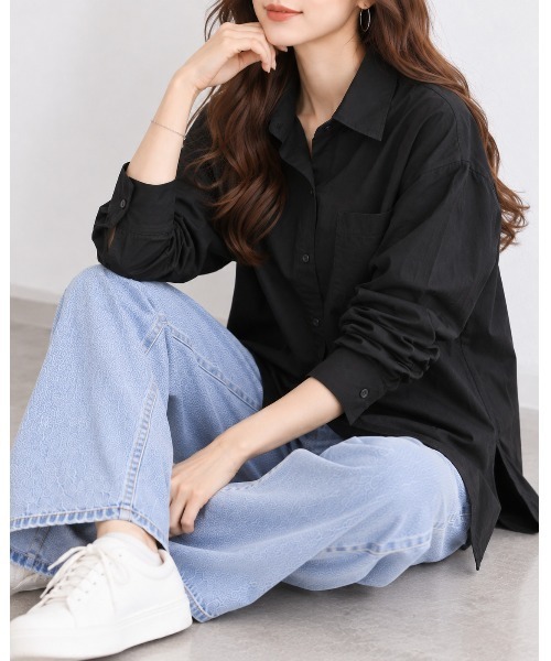 FAZVY(ファズビー)の「ゆったり着こなす 洗練ロングシルエットシャツ(シャツ/ブラウス・レディース・ブラック/ホワイト・L/M)」の11枚目の写真