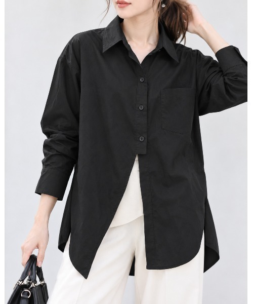 FAZVY(ファズビー)の「ゆったり着こなす 洗練ロングシルエットシャツ(シャツ/ブラウス・レディース・ブラック/ホワイト・L/M)」の12枚目の写真