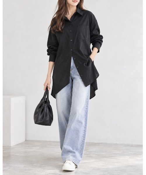 FAZVY(ファズビー)の「ゆったり着こなす 洗練ロングシルエットシャツ(シャツ/ブラウス・レディース・ブラック/ホワイト・L/M)」の14枚目の写真