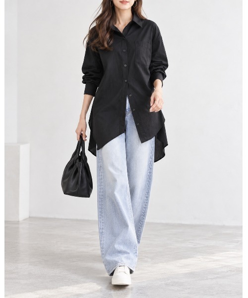 FAZVY(ファズビー)の「ゆったり着こなす 洗練ロングシルエットシャツ(シャツ/ブラウス・レディース・ブラック/ホワイト・L/M)」の15枚目の写真
