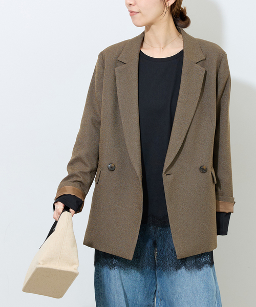 JOURNAL STANDARD relume(ジャーナルスタンダード レリューム)の「メランジツイルテーラードジャケット(テーラードジャケット・レディース・ブラック/ブラウン/ブラウン系その他・38/36)」の3枚目の写真