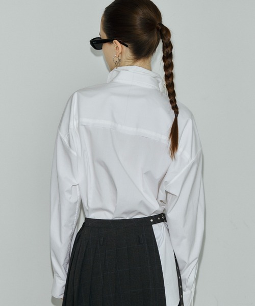 JOSE MOON(ジョゼムーン)の「REPOS OVER BOWTIE SHIRT with BIJOU/リポスオーバーボウタイシャツwithビジュー(シャツ/ブラウス・レディース・ブルー系その他/ホワイト・FREE)」の18枚目の写真