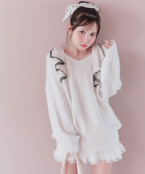 OLIVE des OLIVE(オリーブデオリーブ)の「Sugar Ribbon ニットワンピ(ワンピース・レディース・ピンク/サックスブルー/オフホワイト/ブラック・FREE)」の21枚目の写真