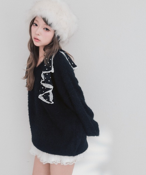 OLIVE des OLIVE(オリーブデオリーブ)の「Sugar Ribbon ニットワンピ(ワンピース・レディース・ピンク/サックスブルー/オフホワイト/ブラック・FREE)」の11枚目の写真