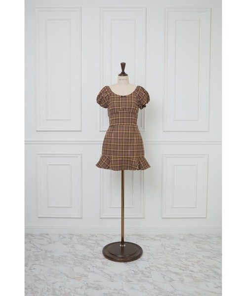 MISTREASS(ミストレアス)の「Checkered Mini Puff Top & Mini Skirt(セットアップ・レディース・ブラウン・FREE)」の9枚目の写真