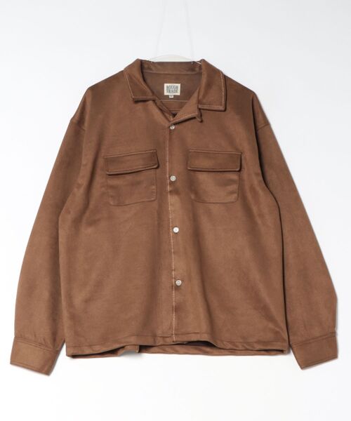 ROUGH TRADE（ラフトレード）の「フェイクスエード オープンカラーシャツ(M1)（シャツ/ブラウス・メンズ・チャコールグレー/ブラウン/ライトベージュ・MEDIUM/LARGE/X-LARGE）」の2枚目の写真
