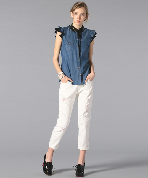 GUILD PRIME（ギルドプライム）の「【GUILD PRIME】WOMENS ホワイトダメージデニム（デニムパンツ・レディース・ホワイト・36/34）」の15枚目の写真