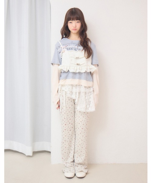 Lolime by mellfy memory(ロリミー バイ メルフィーメモリー)の「frill rose jacquard bustier(Tシャツ/カットソー・レディース・ホワイト/ピンク・FREE)」の5枚目の写真