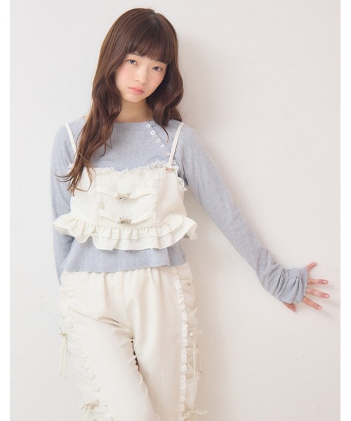 Lolime by mellfy memory(ロリミー バイ メルフィーメモリー)の「frill rose jacquard bustier(Tシャツ/カットソー・レディース・ホワイト/ピンク・FREE)」の4枚目の写真