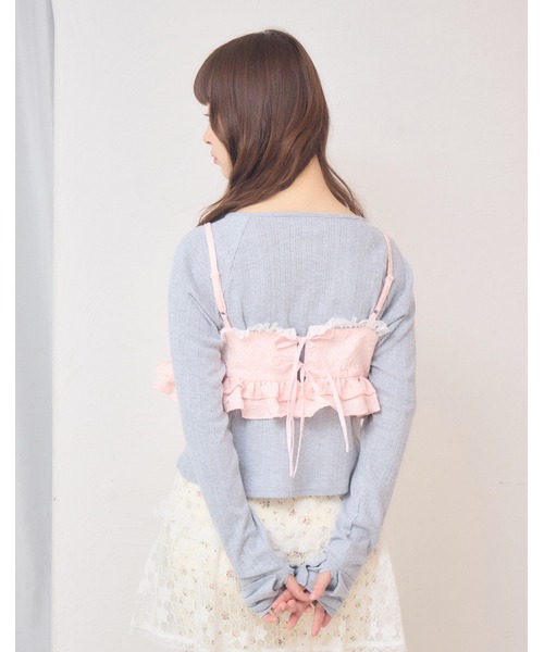 Lolime by mellfy memory(ロリミー バイ メルフィーメモリー)の「frill rose jacquard bustier(Tシャツ/カットソー・レディース・ホワイト/ピンク・FREE)」の10枚目の写真