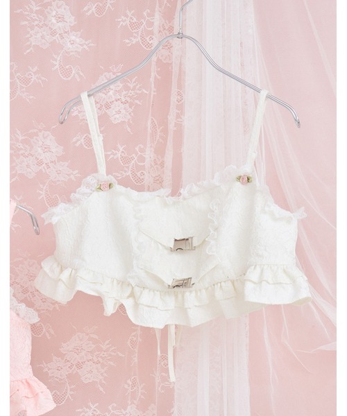 Lolime by mellfy memory(ロリミー バイ メルフィーメモリー)の「frill rose jacquard bustier(Tシャツ/カットソー・レディース・ホワイト/ピンク・FREE)」の14枚目の写真
